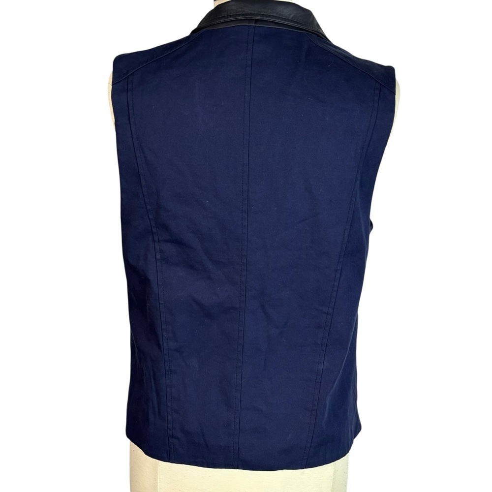 Vince Navy Goat Leather Asymmetrical Vest Cobalt Stretch Women’s L - Picture 4 of 10